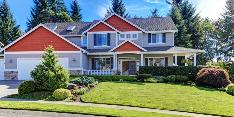 Front of the large new American home